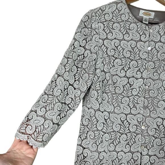 Talbots Silver Lace Cardigan Blazer Special Occasion Dress Jacket, Size 6 - Picture 6 of 8